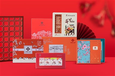 Bộ hộp quà Tết Hồng Lam Tân Sửu 2021